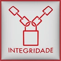 Ícone de um cadeado e correntes, simbolizando integridade e confiança.