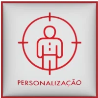 Ícone de uma pessoa no centro de uma mira, simbolizando a personalização para cada cliente.